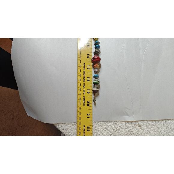 VTG Teng Yue Necklace Colorful Paper Beads Single Strand Snap Close Signed - Picture 8 of 11